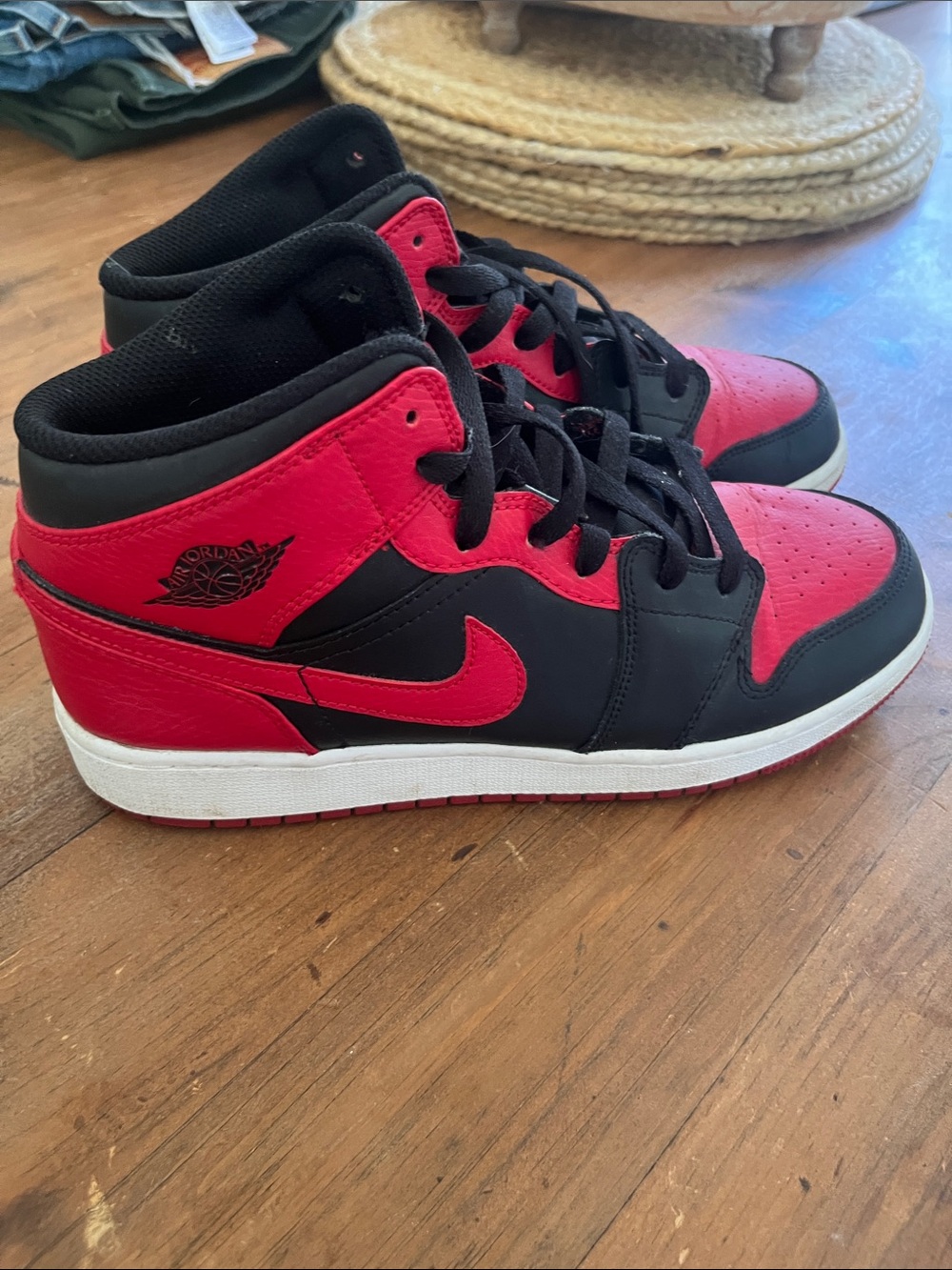 Jordan Kids Red and Black High-Top Sneakers
